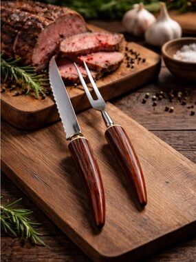 Vintage Regent Sheffield Knife and Fork Set, Bone Style Handles